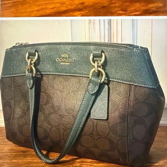 Coach Brown and Teal Satchel - Picture 5 of 17